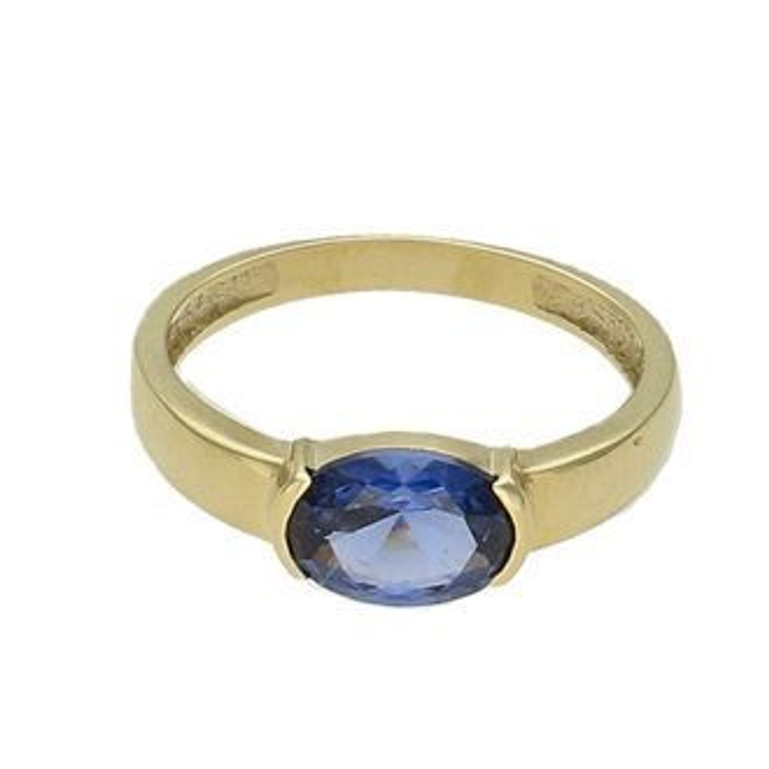 Złoty pierścionek  z niebieską cyrkonią PI 6046C 333. Przepiękny pierścionek ze złota, który został ozdobiony niezwykłą cyrkonią niebieską. Pierścionek z wysokiej jakości 8-karatowego białego złota. Dodatek łączy w sobie symbolikę krus.jpg